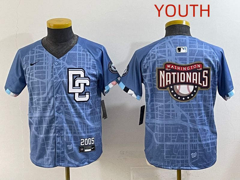 Youth 2025 Washington Nationals Blank Blue Joint Name Nike MLB Jersey style 4->youth mlb jersey->Youth Jersey